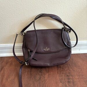 Kate Spade New York Burgundy Pebbled Leather Crossbody Shoulder Bag